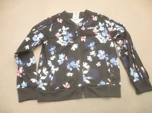 ADIDAS Size 10-12 Girls Full Zip Pocket Lightweight Athletic Bomber Jacket 950 - Picture 1 of 6