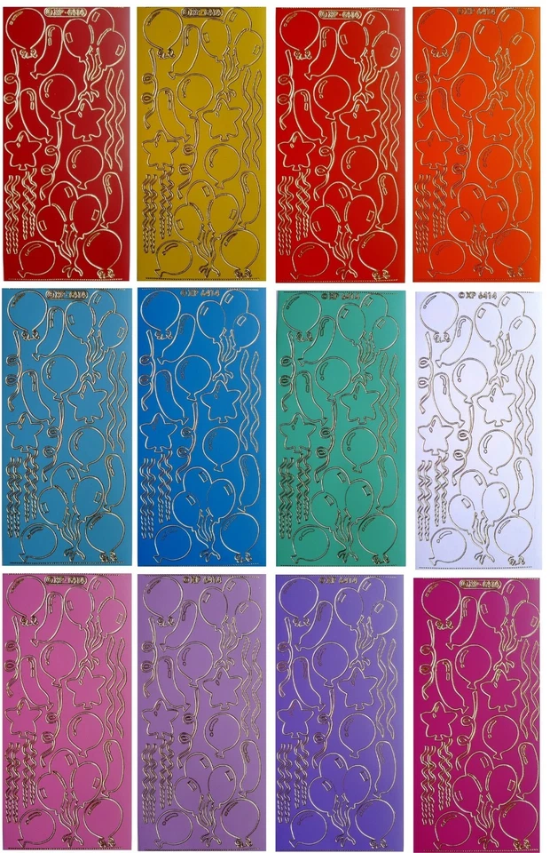 PARTY BALLOONS Peel off Stickers Birthday Card Making Streamers Baby Celebration - image 1 of 1