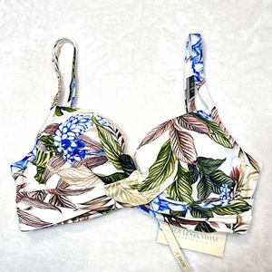 Sea Level Bikini Oberteil Größe 6 DD/E Cup Blumenmuster vorne gekreuzt gepolstert Bügel Neu mit Etikett - Bild 1 von 24