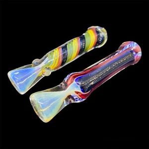 Paquete de 2: pipas de tabaco de vidrio de 3" - chillums de vidrio One Hitter - Imagen 1 de 3