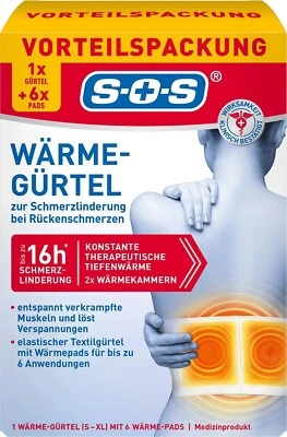 SOS Heat Belt, For Back Pain Relief, 1x Belt + 6x Pads - Image 1 of 4