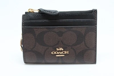 Coach Women's Mini Skinny Id Case In Signature Canvas in Brown Black - Image 1 of 4