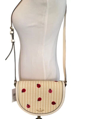 Bandolera Kate Spade Luna Media Luna Bandolera Paja Bordada Ladybugs Foto 1 de 4