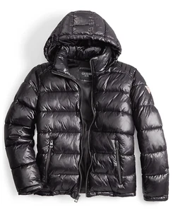 Guess Puffer Jacket Mens Hooded Hoodie Coat Removable Hood - Picture 1 of 4