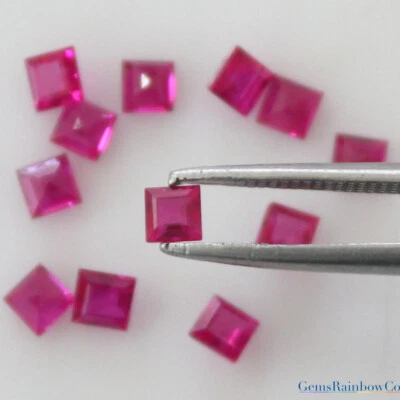 Natural Pink /Red Ruby Square 1.5mm to 3.5mm Faceted Loose gemstone AAA Quality - Image 1 of 4