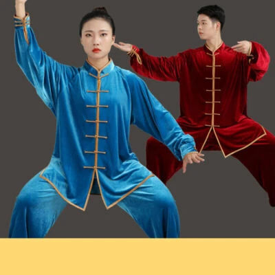 Women Men Martial Arts Uniform Yoga Tai Chi Sets Tang Kung Fu Suit Outfit Thicke - Image 1 of 4
