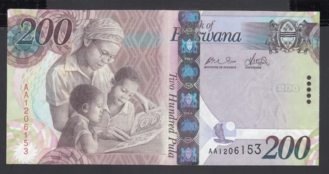 Botswana 200 Pula  AU-UNC P. 34,  Banknote, Uncirculated Cover