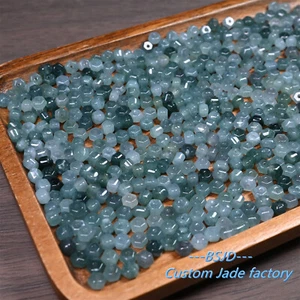 Natural Grade A Jade Small Lantern shape Beaded Blue Jade Ice Green DIY Beads - Picture 1 of 6