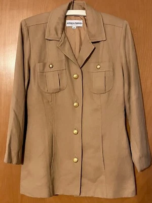 Винтажный Andrea Marvin США золото/бежевый с подкладкой кнопка куртка Sz 6 - Изображение 1 из 4