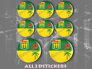 8 x 3D ROUND Stickers Resin Domed Flag Saskatchewan - Adhesive Decal Vinyl - Picture 1 of 1