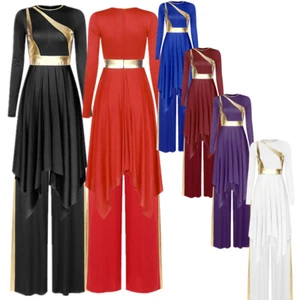 Damen Tanzkleidung Karneval Kleid Chor mit lockerer Hose Lobpreis Kostüm 2-teilig Show - Bild 1 von 81