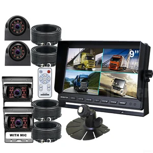 9" Quad Monitor Split screen 4* 4PIN HD CCD Side Rear View Cameras Kit for Truck - Picture 1 of 12