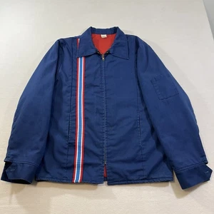Vintage Mechanics Gas Pump Jockey gefütterte Jacke Herren M/L marineblau mit Streifen hergestellt in den USA - Bild 1 von 21