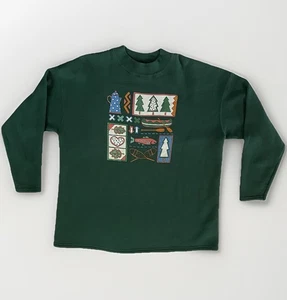 Vtg 90s Outdoor Woodland Theme Graphic Crewneck Sweat Shirt Size Xl Made In USA - Picture 1 of 9
