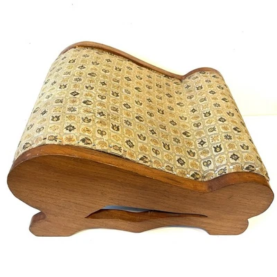 Vintage Victorian Tapestry Footstool Ottoman Rest Wooden Stately Upholstered - Image 1 of 4