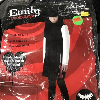 Vestido Disfraz Emily the Strange Negro Gótico Halloween Adolescente Pequeño 3-5 Junior Foto 1 de 4