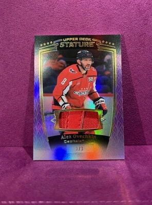 2024-2025 UD STATURE ALEX OVECHKIN #3/3 GAME USED GLOVE PATCH, PURPLE CARD - Image 1 of 4
