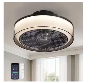 ANTOINE 16 in. Smoky Gray Low Profile Ceiling Fan w/ Dimmable LED Light & Remote - Picture 1 of 12