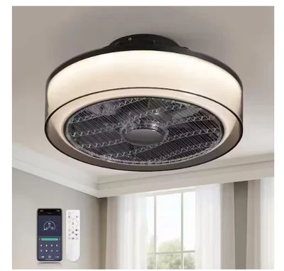 ANTOINE 16 in. Smoky Gray Low Profile Ceiling Fan w/ Dimmable LED Light & Remote - Image 1 of 4