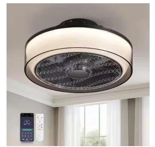 ANTOINE 16 in. Smoky Gray Low Profile Ceiling Fan w/ Dimmable LED Light & Remote - Image 1 of 4