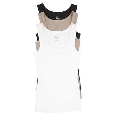 Camiseta sin mangas acanalada Felina para mujer, paquete de 3, talla XL Foto 1 de 4