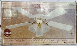 Vintage Designers Choice Deckenventilator 42" 3 Lichter weiß mit Goldakzenten 5 Flügel - Bild 1 von 11