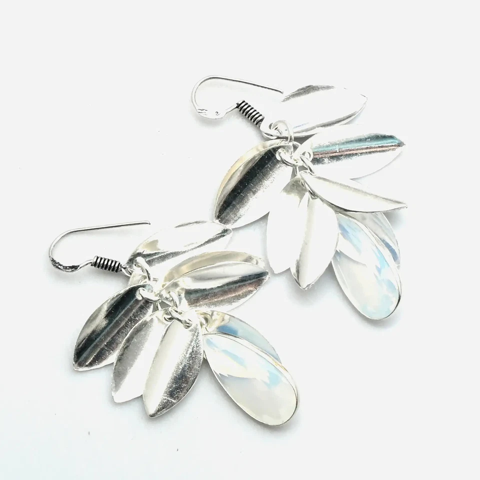 Pendientes colgantes de piedras preciosas de opalita hechos a mano joyas para mujer 2" AE-11582 Foto 1 de 1