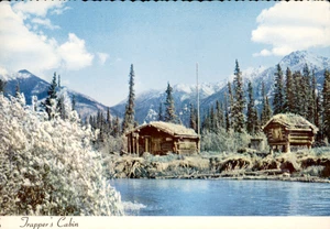 Kodiak Alaska Trapper's Cabin House Mountains Trees Nature Vintage Postcard - Picture 1 of 2