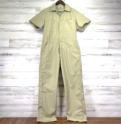 Dickies Mens Light Tan Short Sleeve Lightweight Zip Up Coveralls Size 38S - Image 1 of 4
