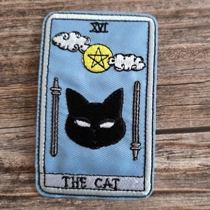 The Cat Tarot Card Gothic New Age Occult Witchy Iron on Patch - Picture 1 of 2