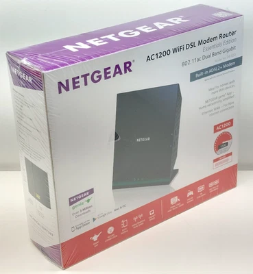 Netgear AC1200 WiFi DSL Modem Router Essentials Edition D6100 - Image 1 of 4
