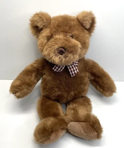 Gund Vintage zarter Teddybär seidig braun weich Stofftier Plüsch Schleife 16 Zoll - Bild 1 von 6