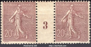 FRANCE TYPE SEMEUSE N° 131 MILLESIME 3 NEUF * AVEC CHARNIERE - Picture 1 of 2