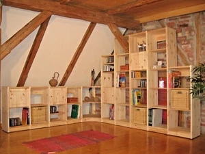 Eckregal Bücherregal Regalsystem Massivholz Kiefer natur flexibel & erweiterbar - Bild 1 von 7