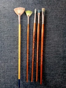 M Grumbacher Bristlette Lot of 4 Long Handle #4720-B #4,6, 4720-R #4, 4721 #2 - Picture 1 of 7