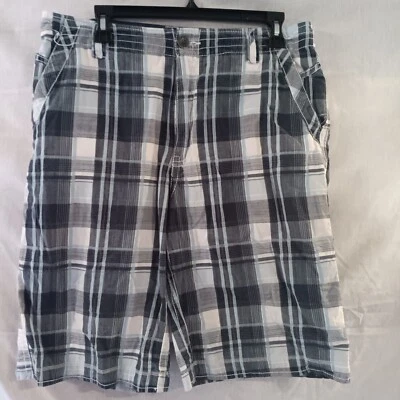 Pantalones Cortos BKE Deportivos Calce Atlético a Cuadros Corbata Cintura Frente Plano Para Hombre Talla 34 Foto 1 de 4