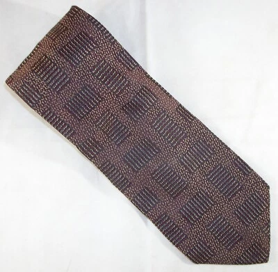 Corbata de seda rectángulos rojos oscuros y dorados DONNA KARAN 60" de largo x 4" de ancho (E886) Foto 1 de 3