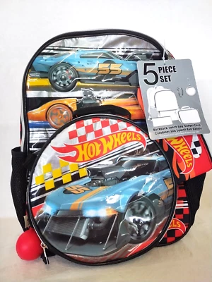 Nuevo Hot Wheels Juego de Mochila Escolar de 5 Piezas para Niños, Hot Wheels Nuevo con Etiquetas Foto 1 de 4