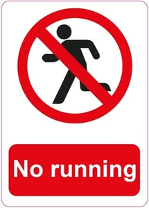 NO RUNNING sticker health and safety first aid warning Safety Sticker 150x210mm - Picture 1 of 3