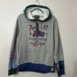 Polo Ralph Lauren Boy's L(14-16) Patchwork Hoodie Sweatshirt Gray NWT $245 - Picture 1 of 5