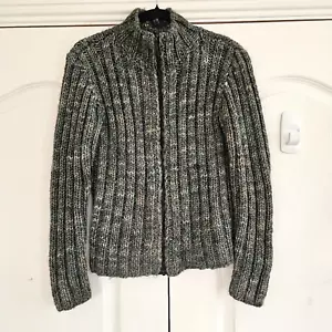 Peruvian Connection Cardigan Pullover Zopfmuster durchgehender Reißverschluss Gr. M UK 10 - 12 grün - Bild 1 von 9