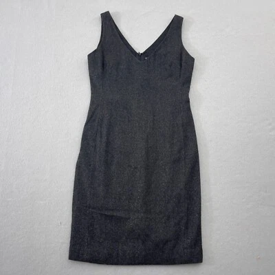 Ralph Lauren Black Label Dress Size 6 Gray Sheath V Neck Wool Cashmere Elegant - Image 1 of 4