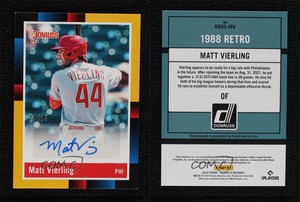 2022 Panini Donruss Retro 1988 Signatures Gold /25 Matt Vierling Rookie Auto RC