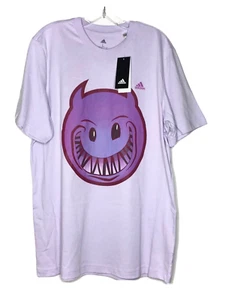 Adidas Big Mood T-Shirt Mens Medium Purple Smiling Devil Emoji NWT - Picture 1 of 8