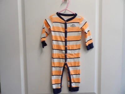 Carter's baby boy one piece sleeper, 9 months, orange, blue and white . - Image 1 of 4