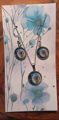 Cabochon Schmuckset Ohrringe Und Halskette Pusteblume  - Bild 1 von 4