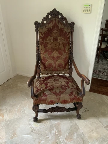 Antique High Back Carved Arm Chair European Cover