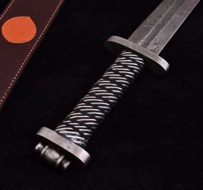 ESPADA VIKINGA DE ACERO DAMASCO FORJADA A MANO AFILADA/LISTA PARA LA BATALLA ESPADA MEDIEVAL Foto 1 de 4