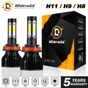 Par de kits de faros LED de 4 lados H11 H8 H9 bombillas de alta potencia 6000K 120W 32000LM - Imagen 1 de 20