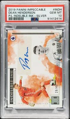 Panini Impeccable Dean Henderson 2019 tinta indeleble plateada #15/49 PSA 10 Foto 1 de 2